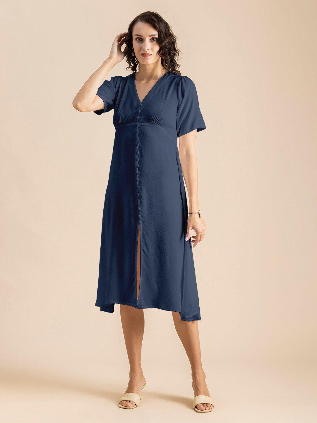 moomaya blue a-line midi dress