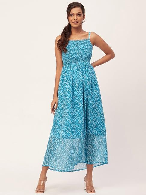 moomaya blue printed maxi dress