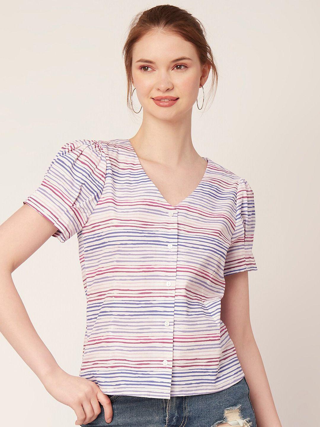 moomaya blue striped cotton top