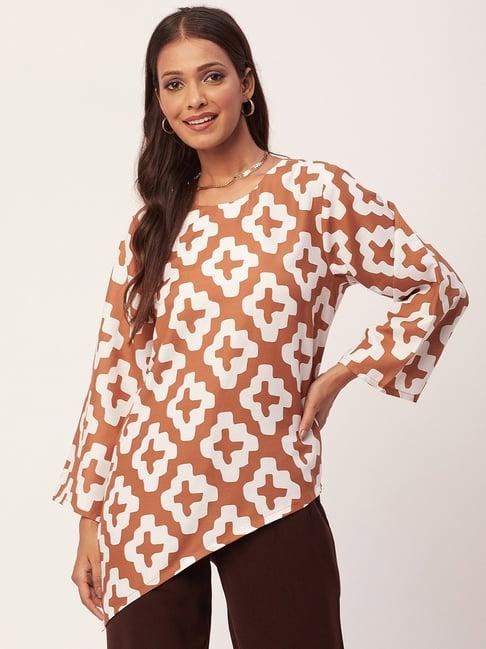 moomaya brown & white printed tunic