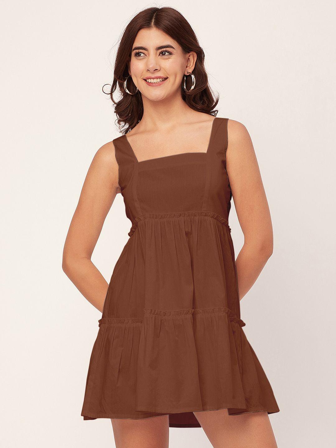 moomaya brown fit & flare dress