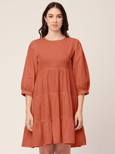 moomaya brown fit & flare dress