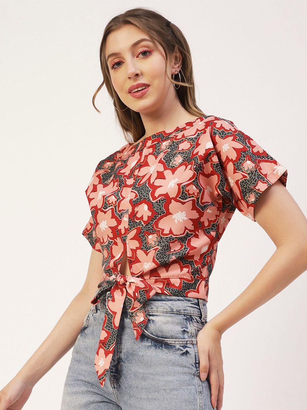 moomaya brown floral print top