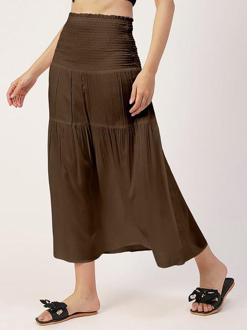 moomaya brown midi skirt