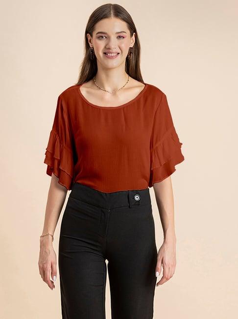 moomaya brown regular fit top