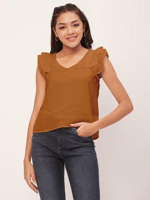 moomaya brown regular fit top