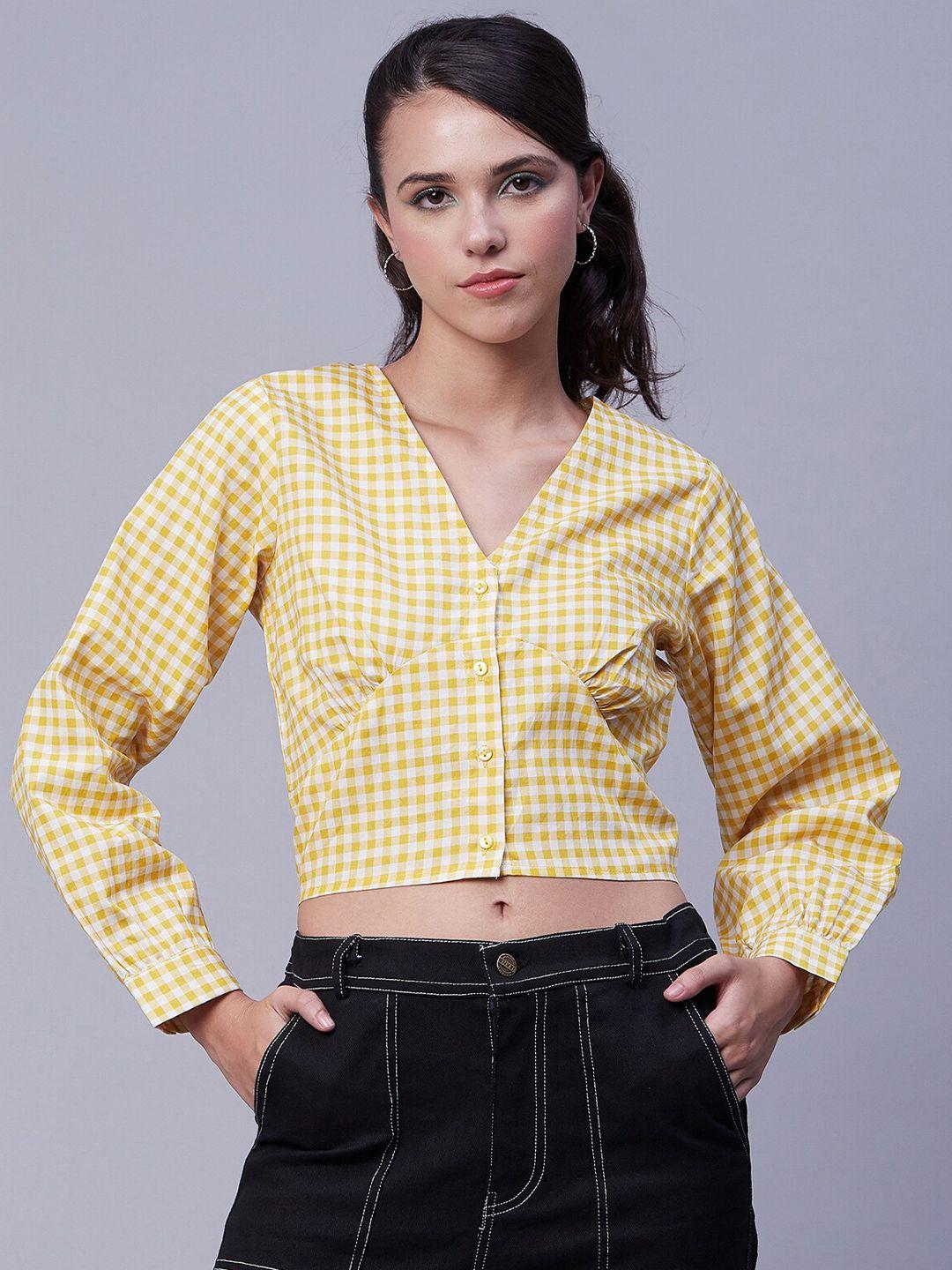 moomaya checked cotton crop regular top