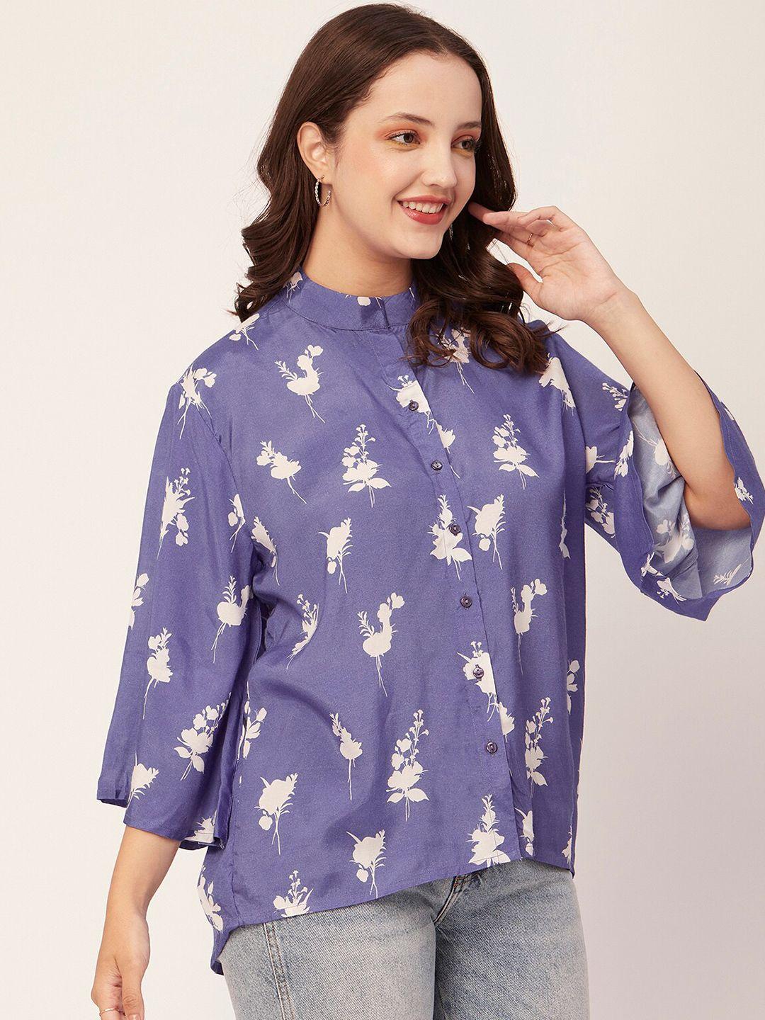 moomaya classic floral printed opaque casual shirt