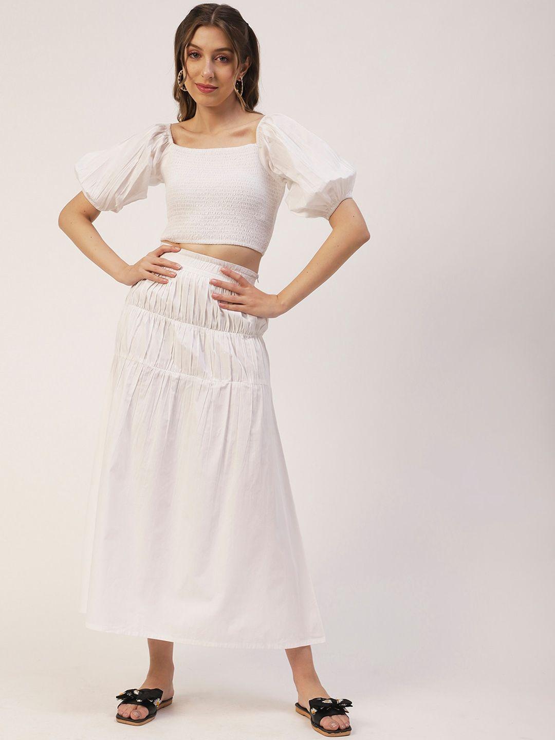 moomaya cotton crop top with skirt co-ords
