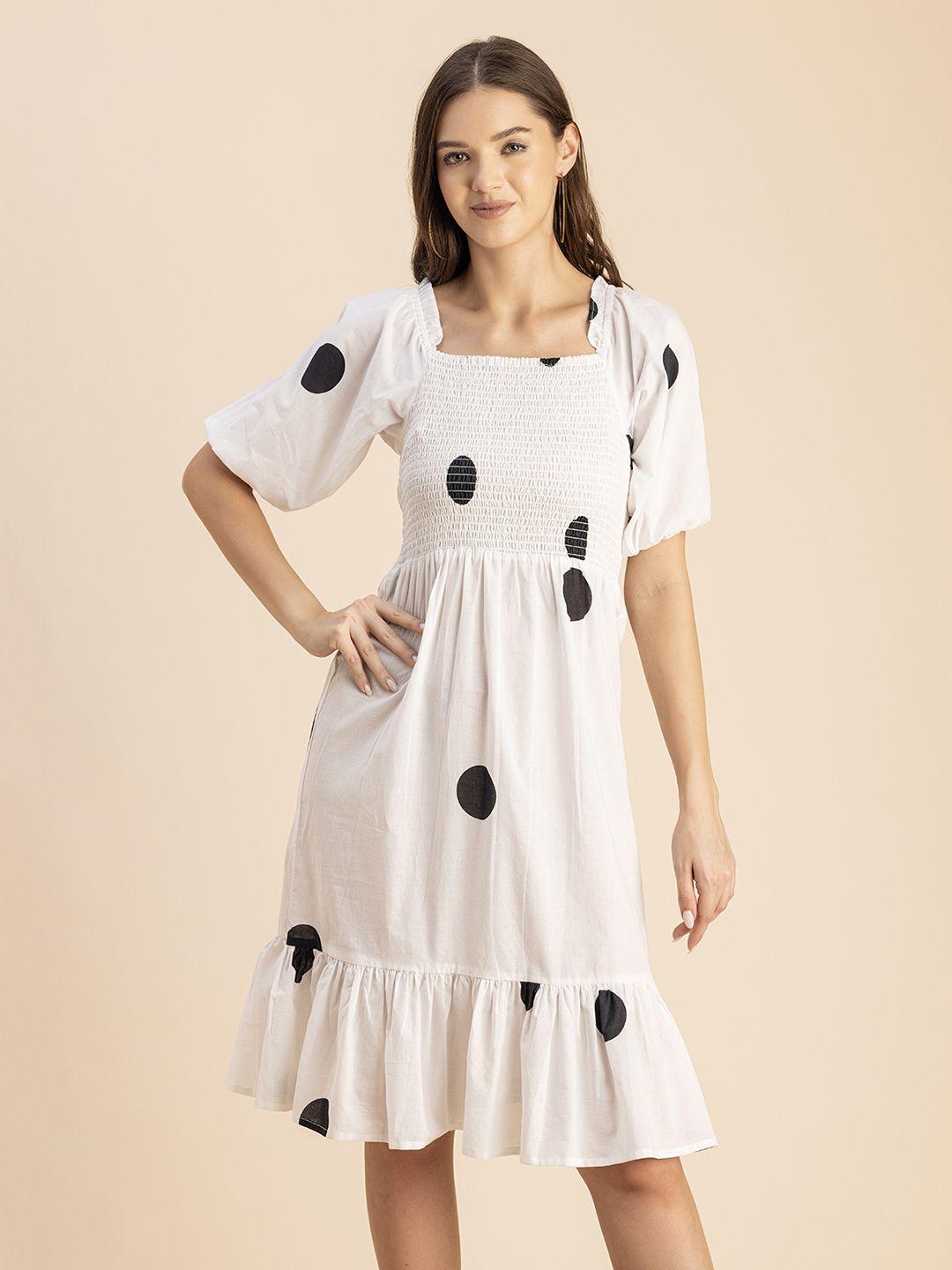 moomaya embellished printed square neck short sleeves fit & flare dress