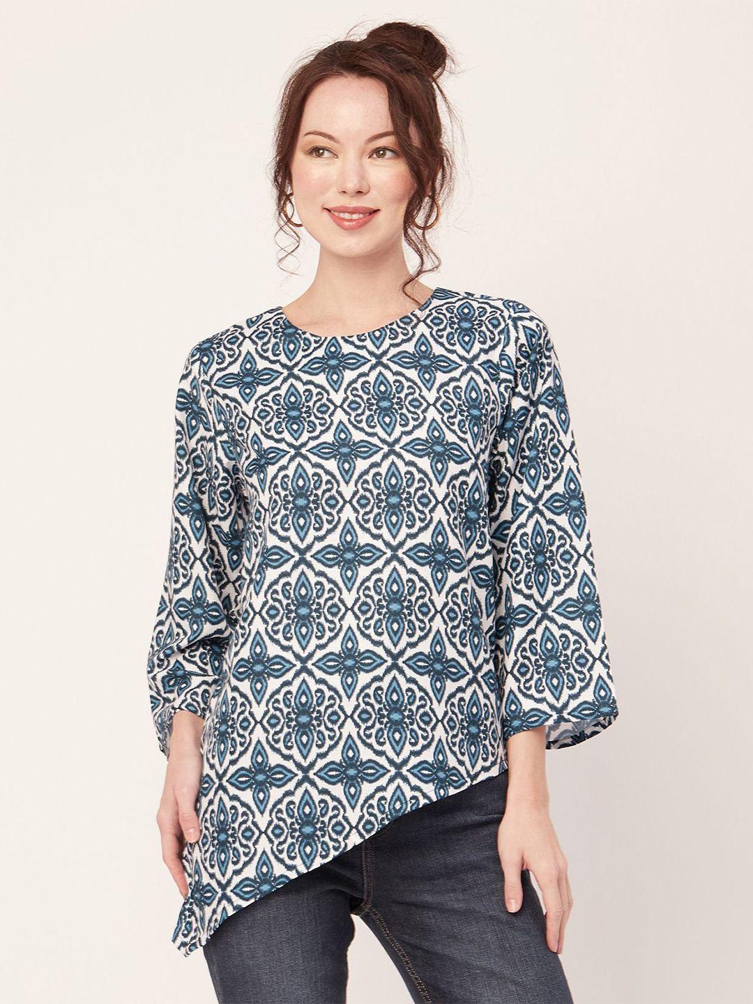 moomaya ethnic motif printed asymmetric top