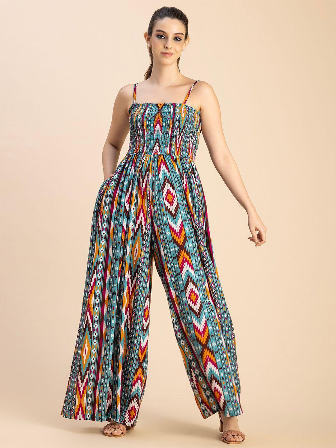 moomaya ethnic motifs printed basic jumpsuit