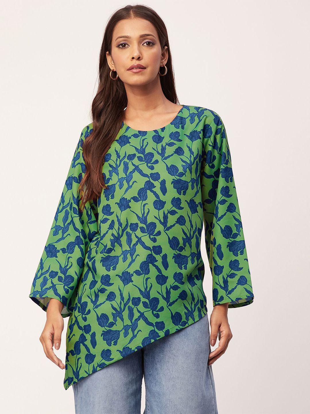 moomaya floral printed asymmetric top