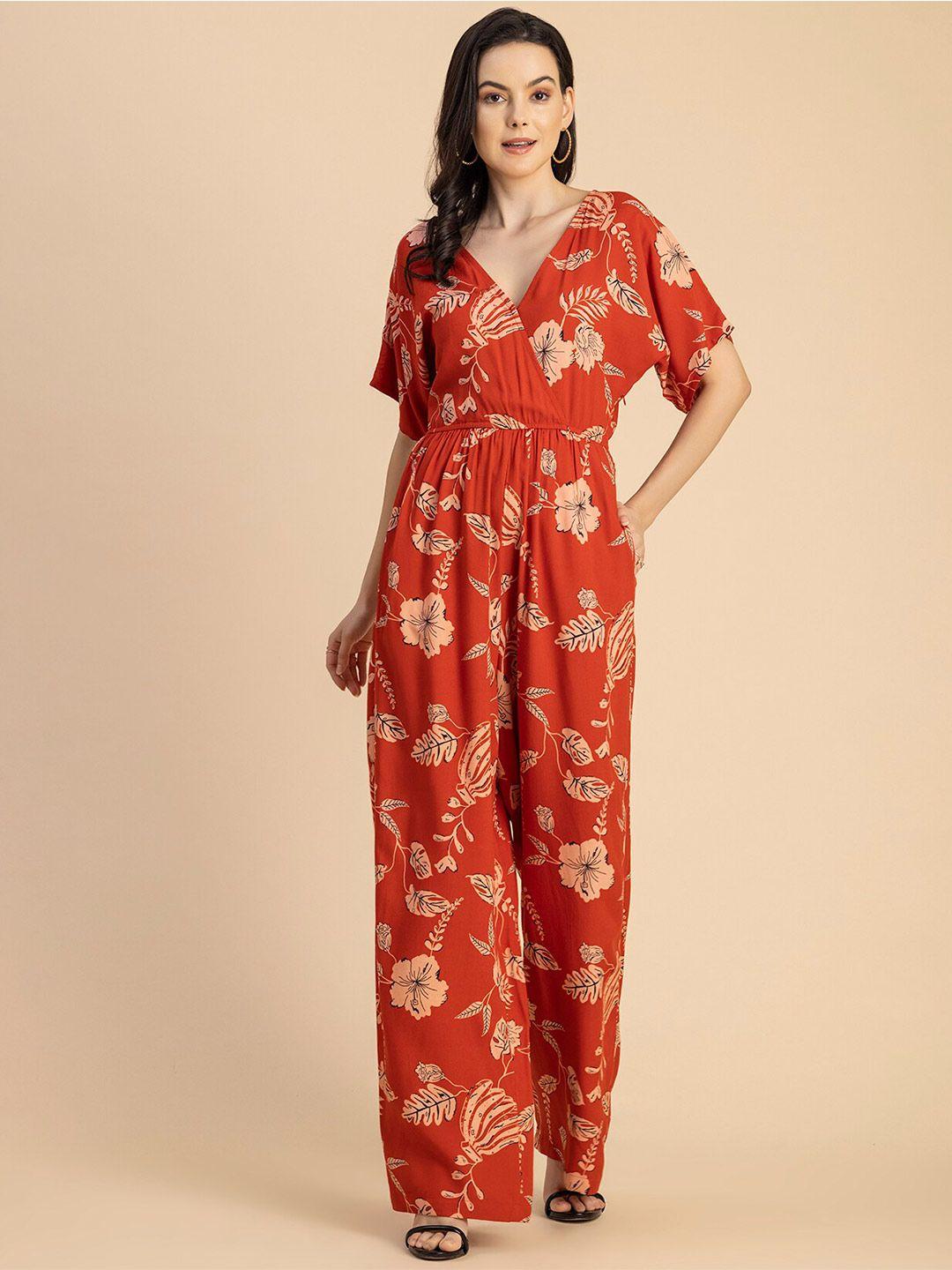 moomaya floral printed basic jumpsuit