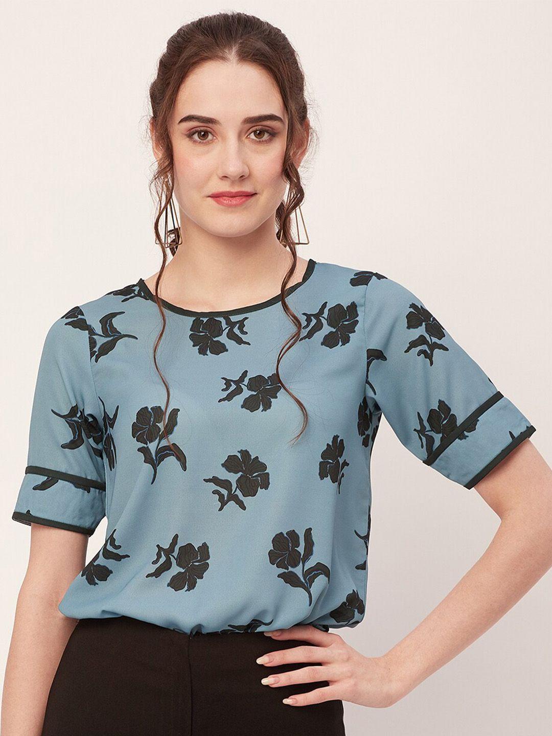 moomaya floral printed boat neck regular top