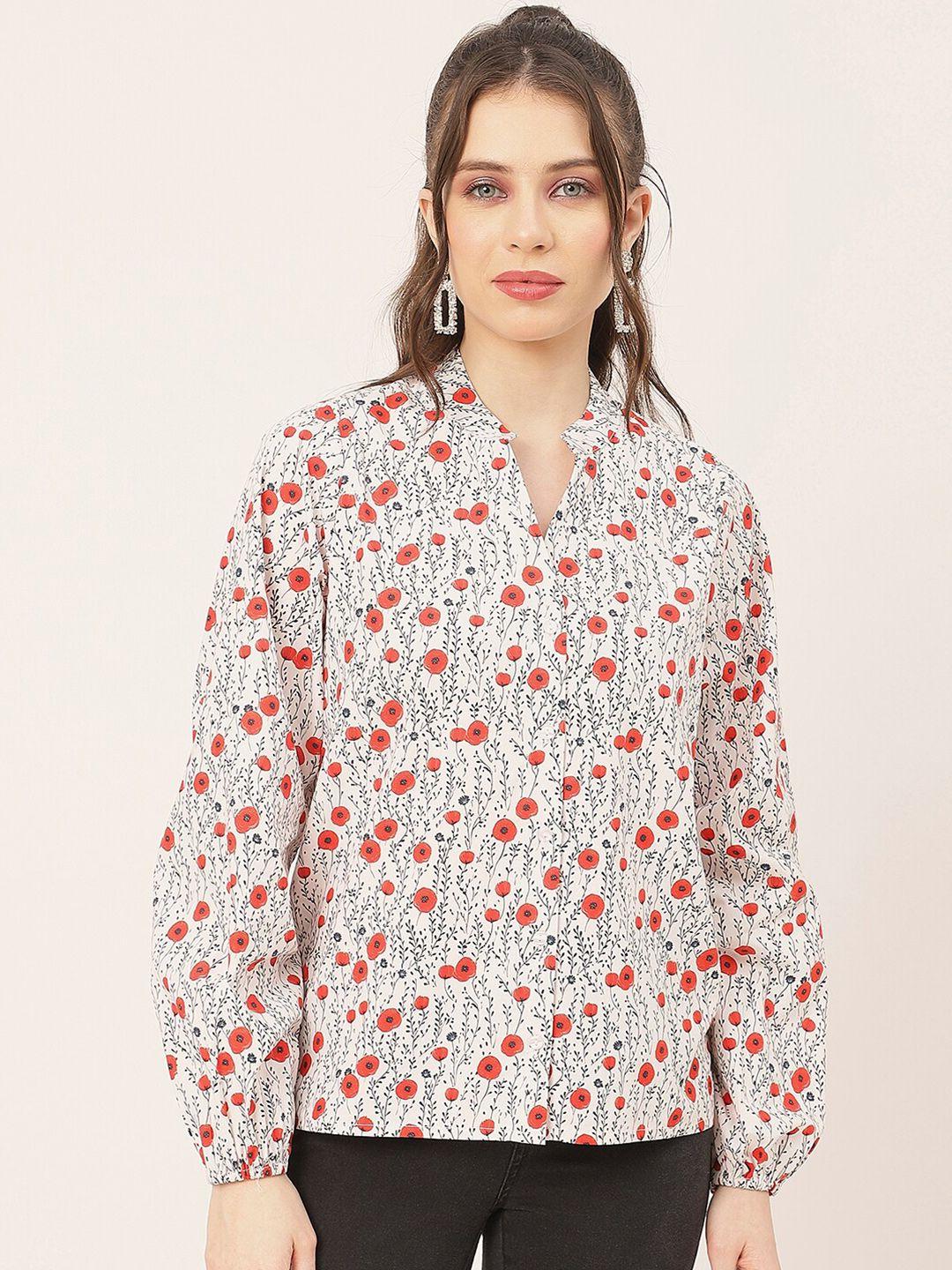 moomaya floral printed cotton casual shirt