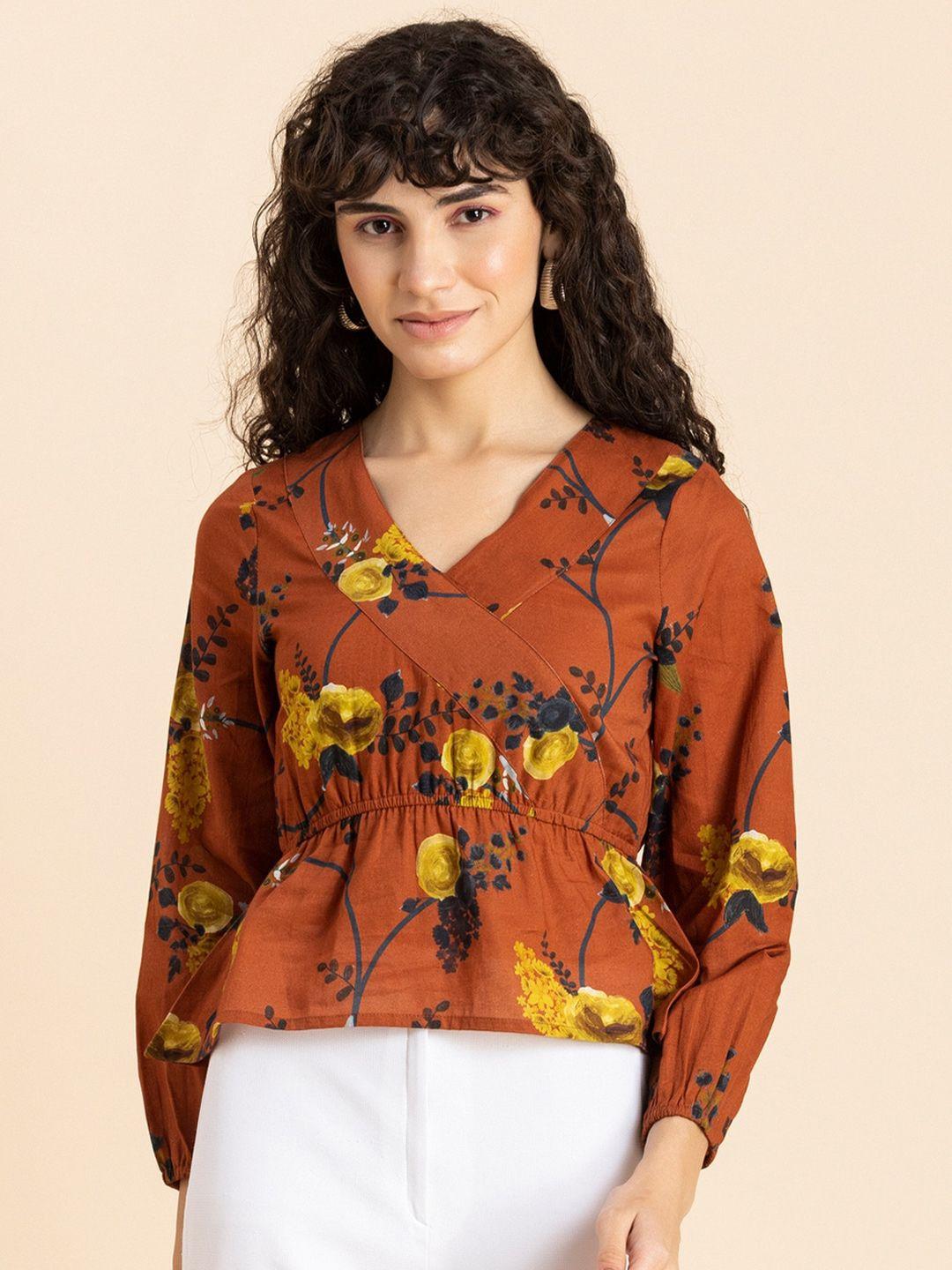 moomaya floral printed cotton top