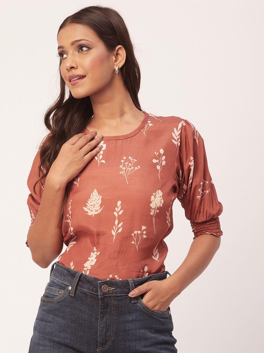 moomaya floral printed puff sleeve top