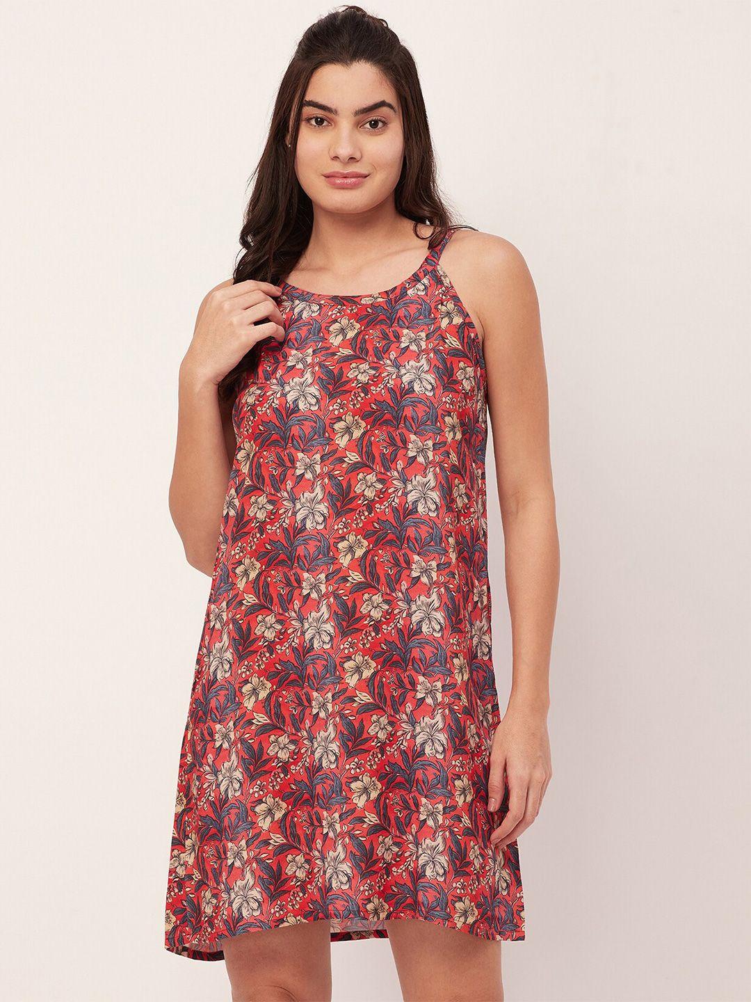 moomaya floral printed sleeveless cami nightdress