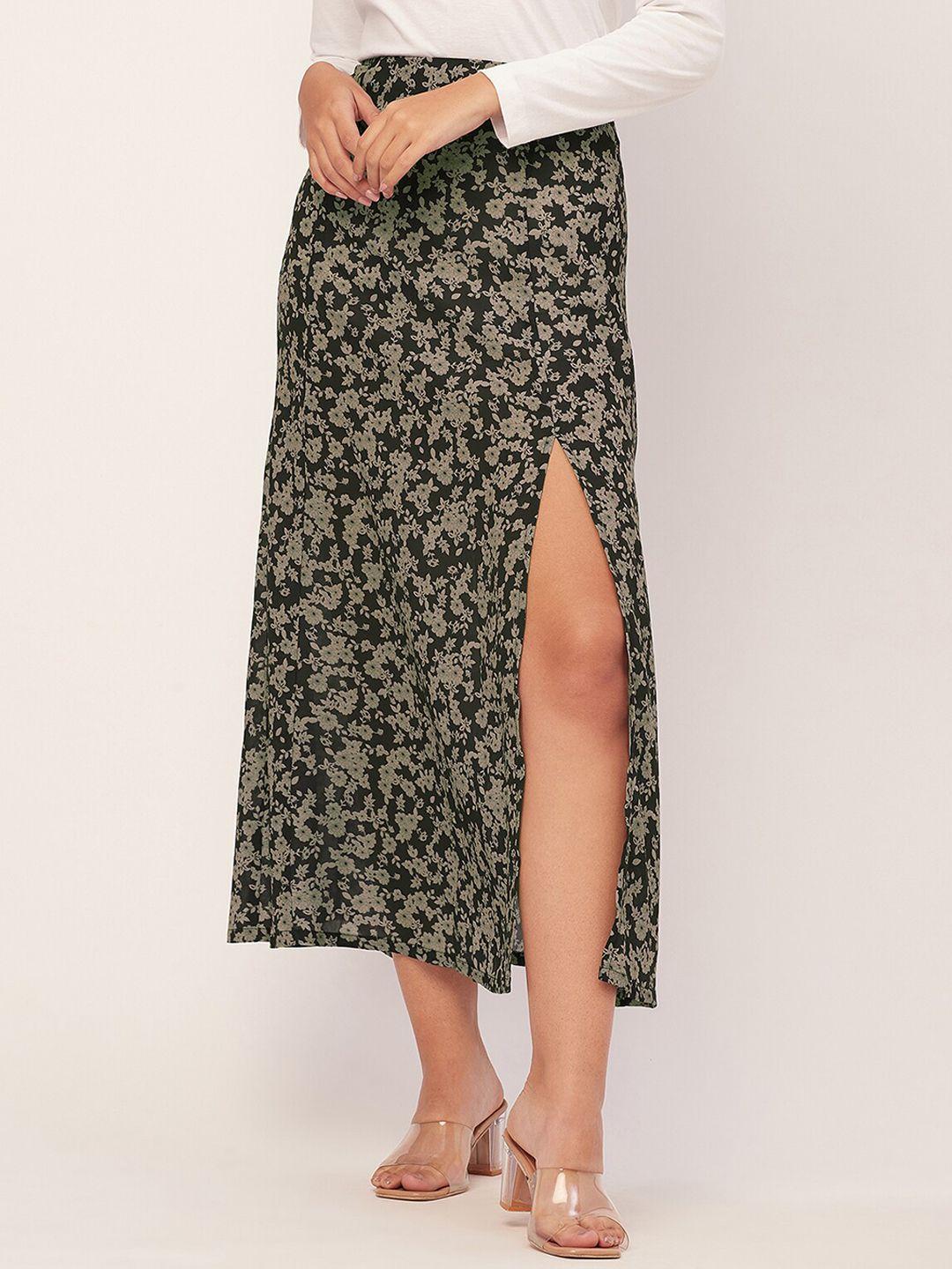 moomaya floral printed slit a-line skirt