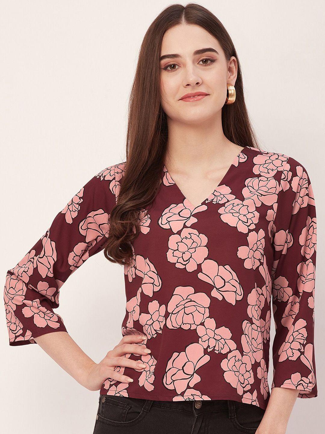 moomaya floral printed v-neck top