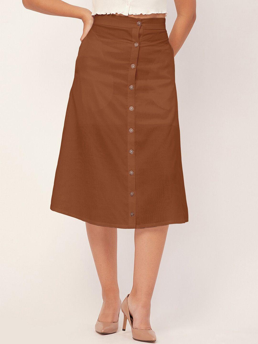 moomaya front buttoned a line midi skirt