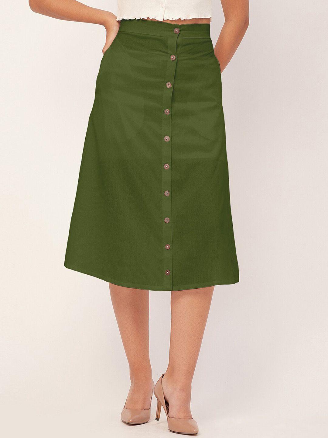 moomaya front buttoned a-line midi skirt