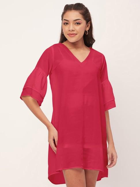 moomaya fuchsia regular fit shift dress