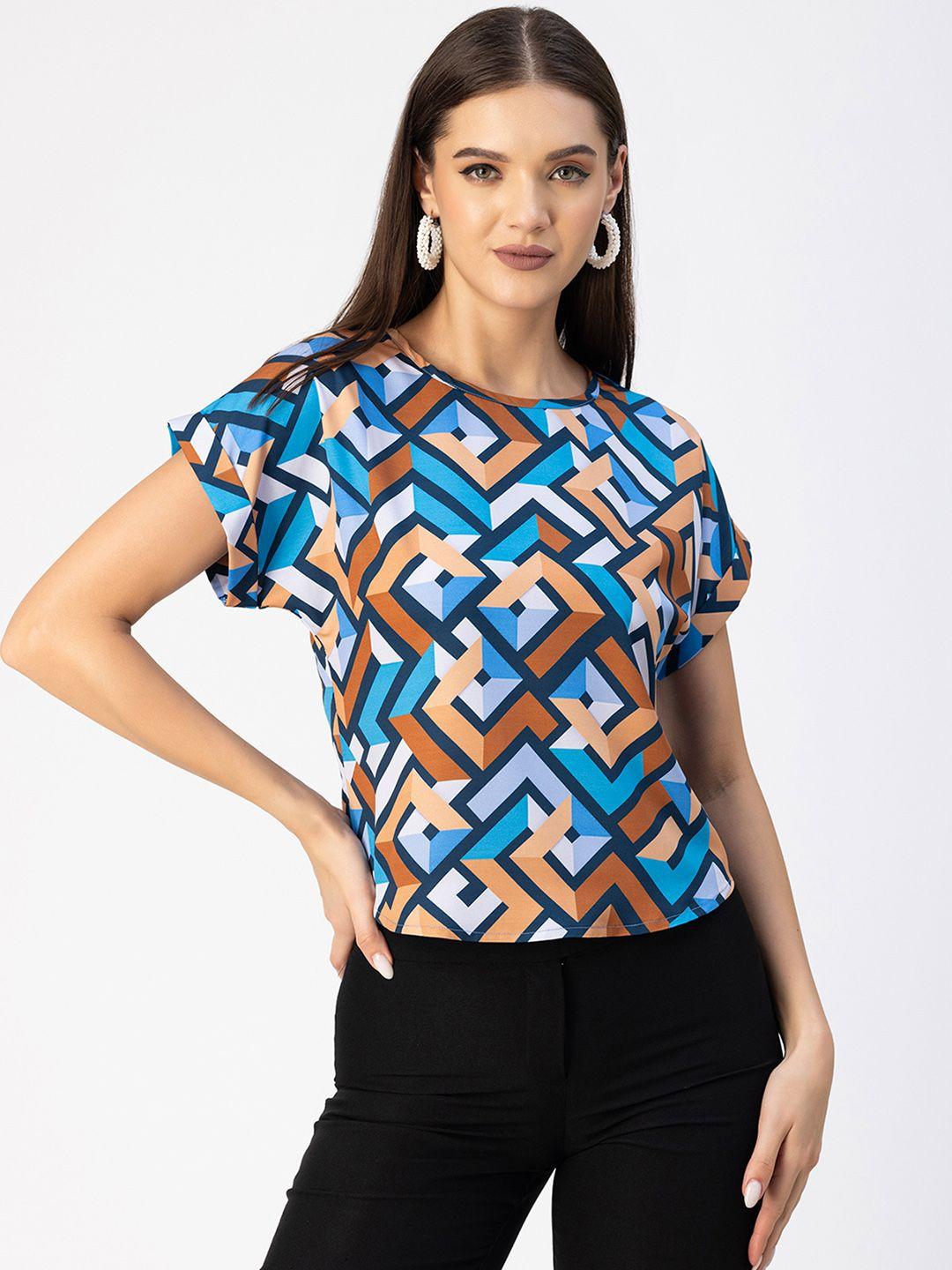 moomaya geometric printed extended sleeves top