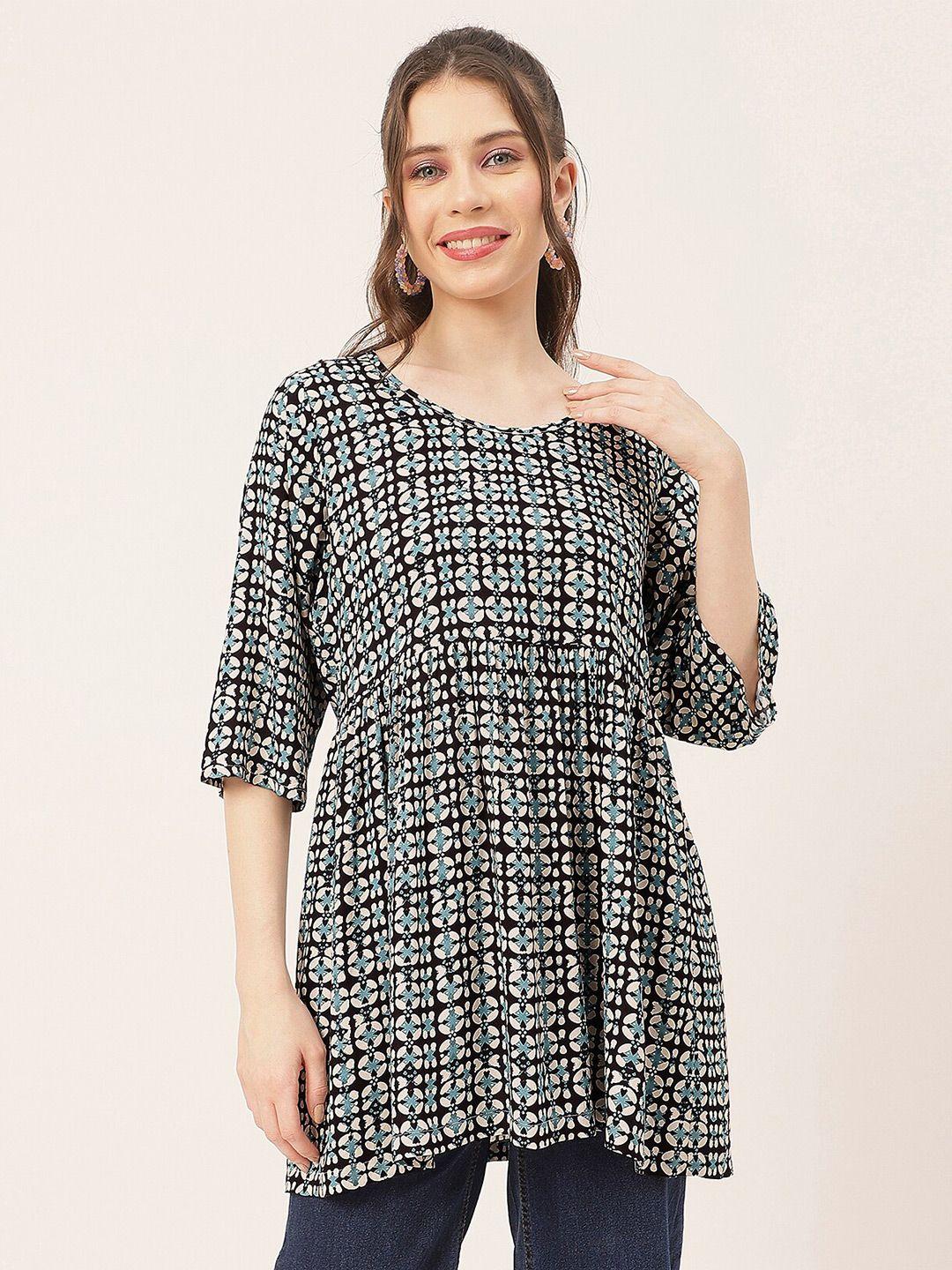 moomaya geometric printed peplum top