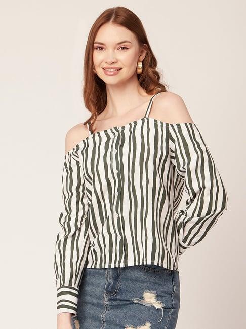 moomaya green & white striped top