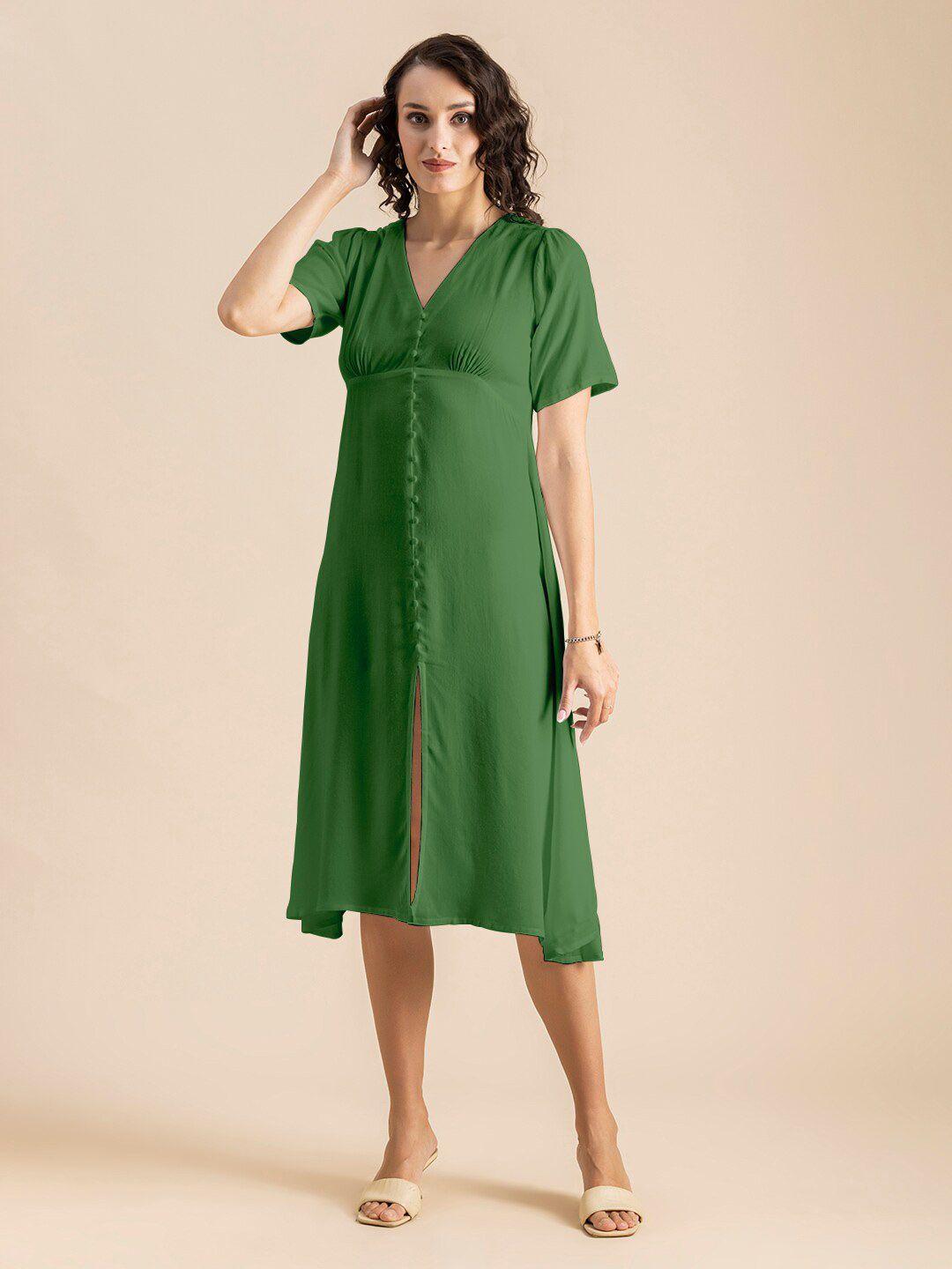 moomaya green a-line dress