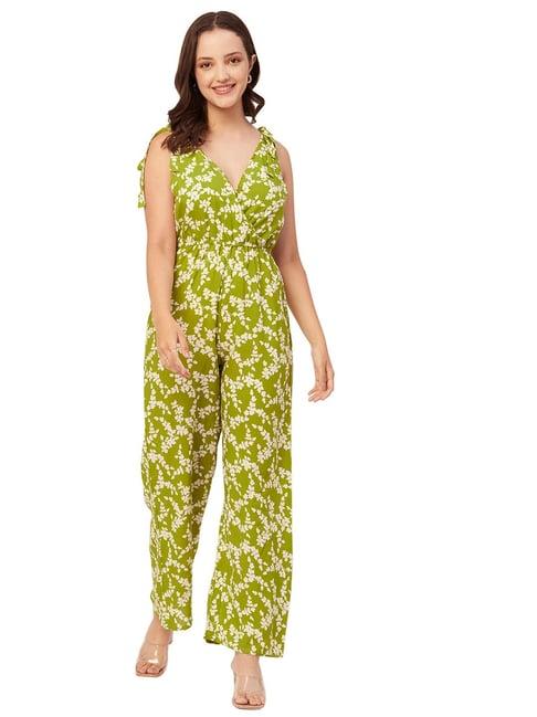 moomaya green floral print jumpsuit
