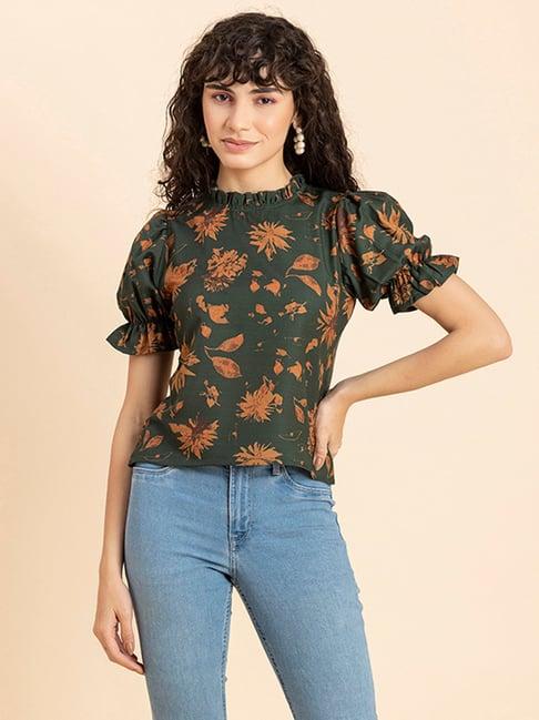 moomaya green floral print top