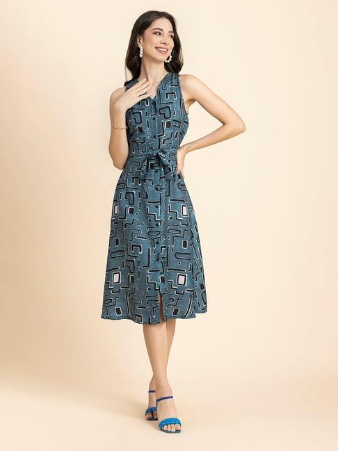 moomaya grey printed wrap dress