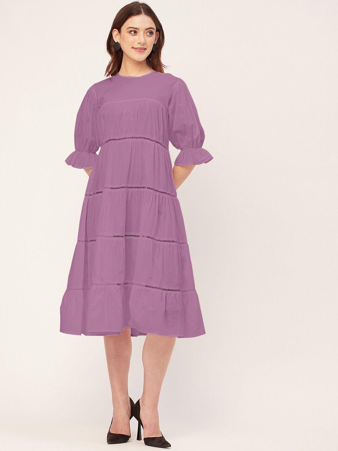 moomaya lavender bell sleeve a-line midi dress