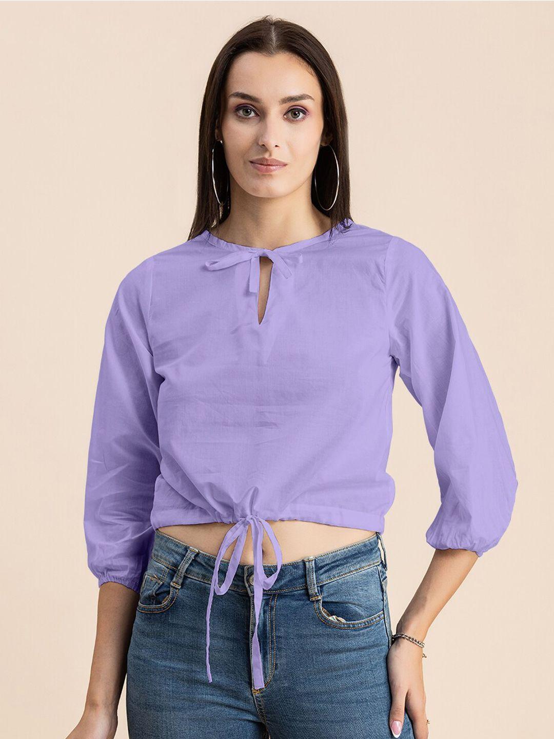 moomaya lavender keyhole neck cotton crop top