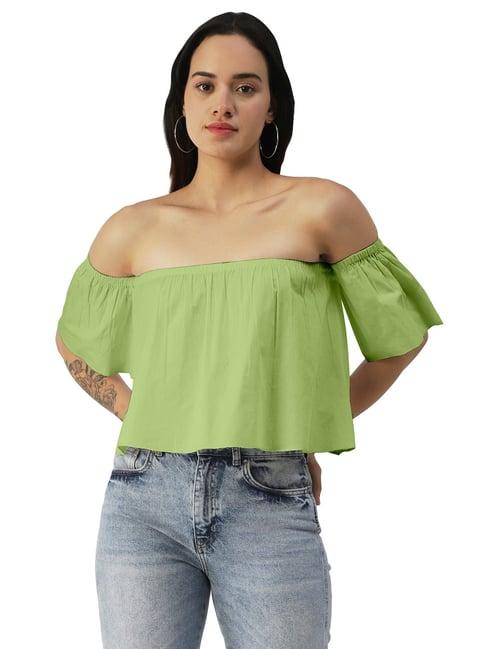 moomaya light green cotton regular fit top