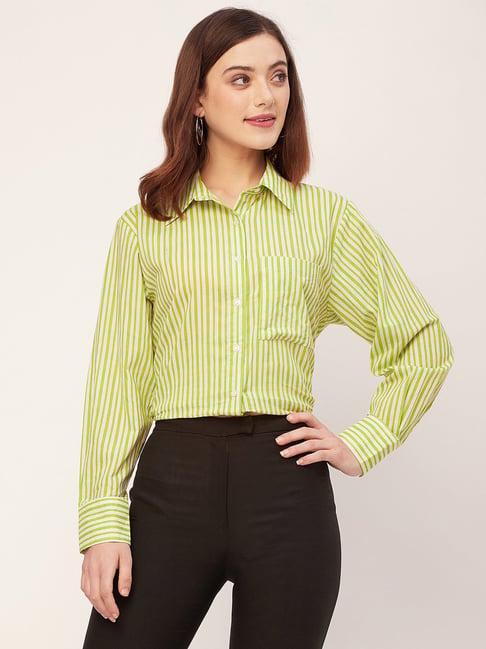 moomaya lime cotton striped shirt