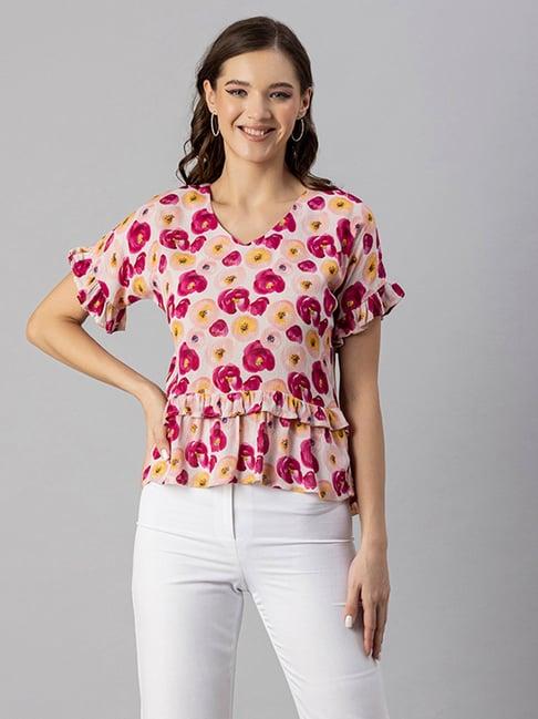 moomaya magenta floral print top