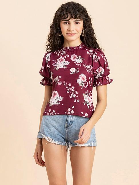 moomaya magenta floral print top