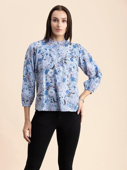 moomaya multicolor cotton floral print shirt