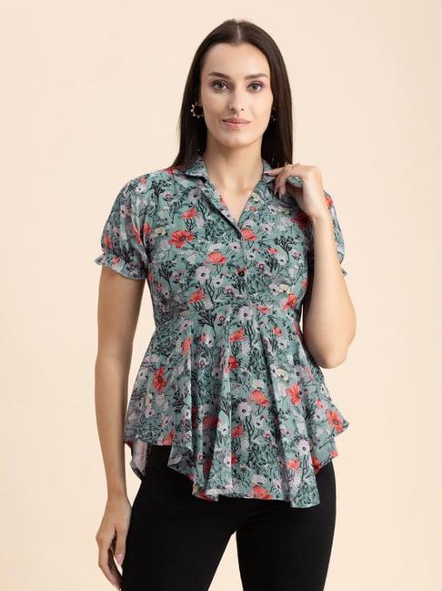 moomaya multicolor floral print top