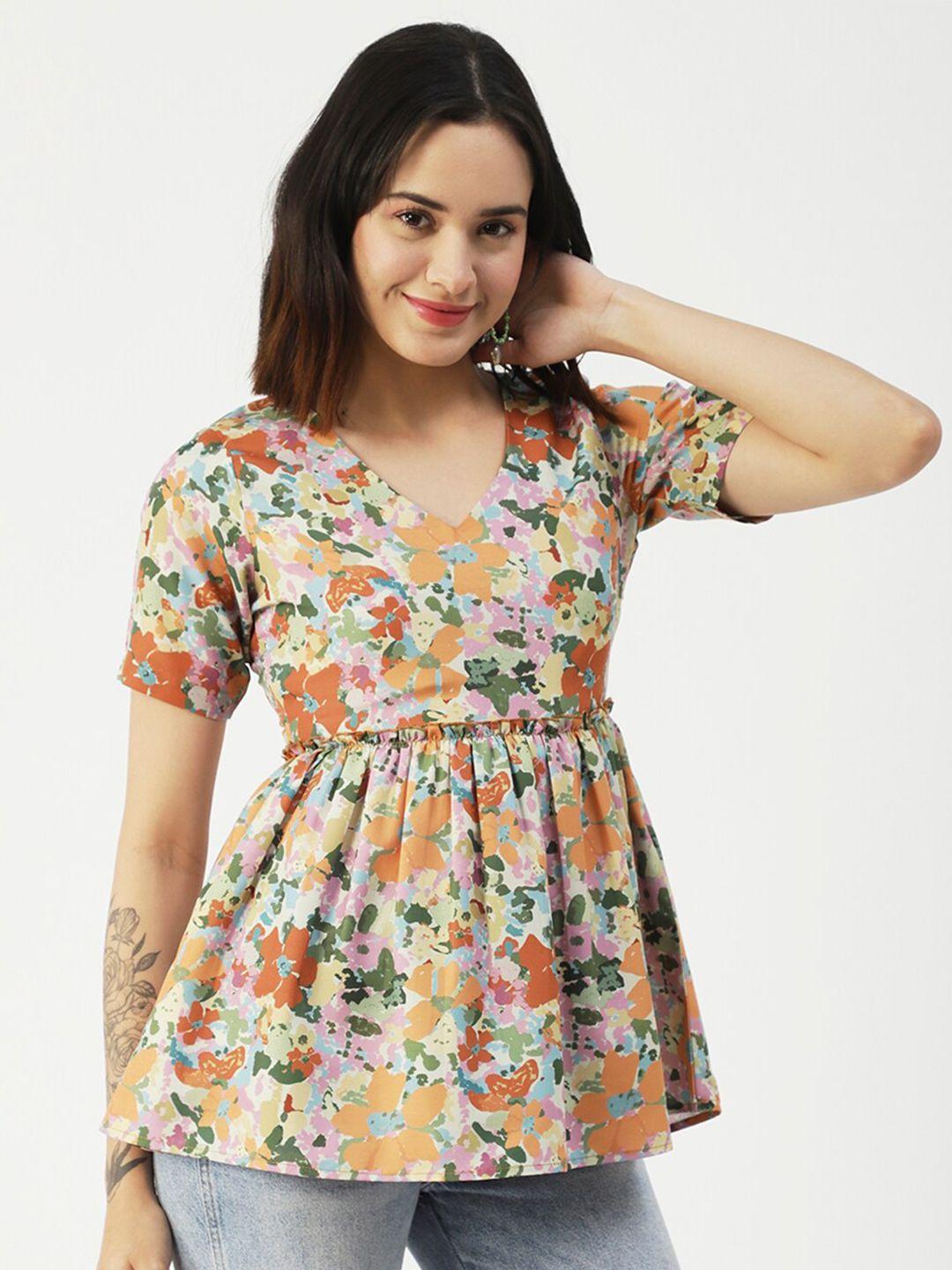 moomaya multicoloured floral print empire top