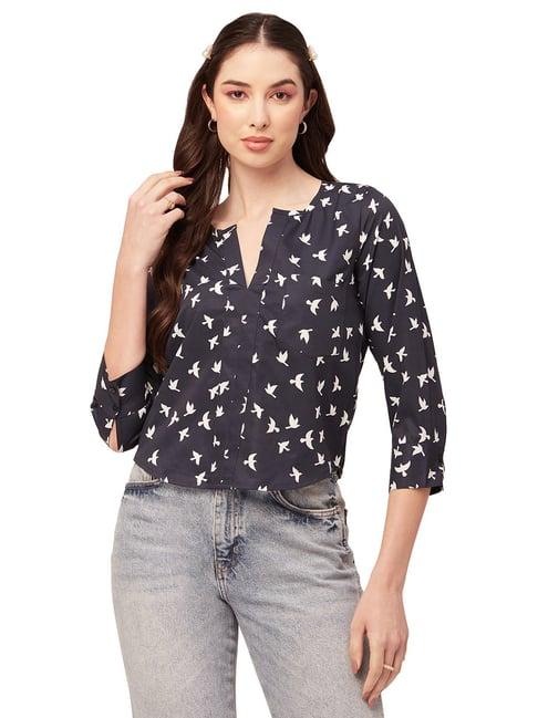 moomaya navy printed top