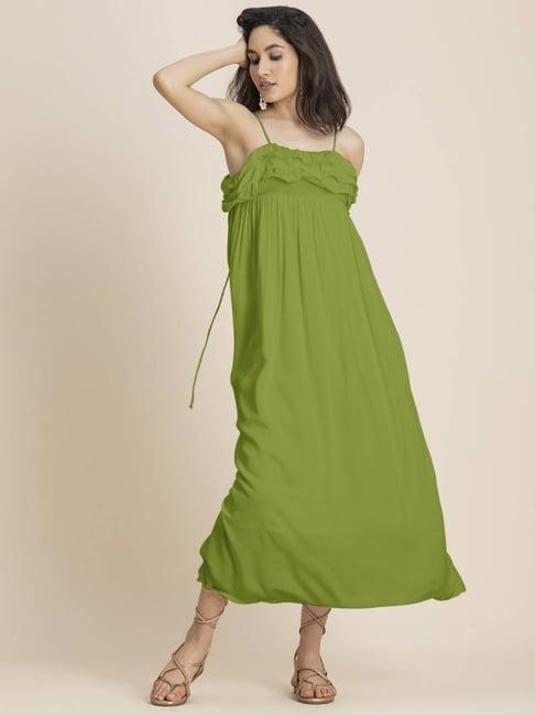 moomaya olive relaxed fit midi dress