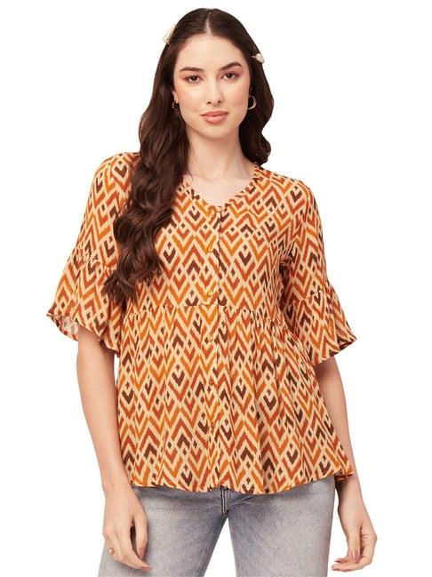 moomaya orange printed tunic