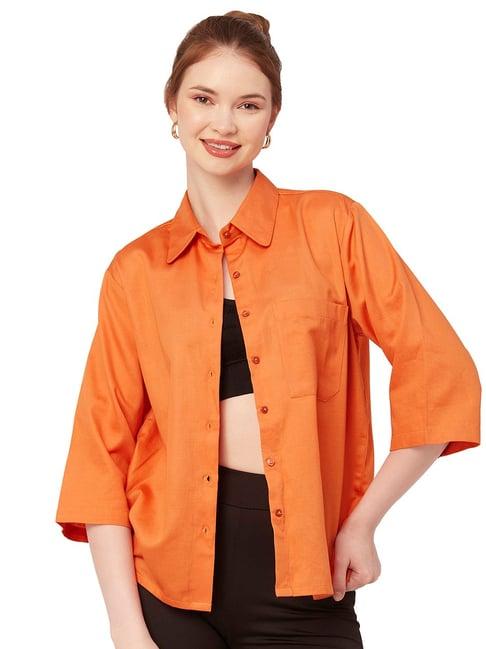 moomaya orange regular fit shirt
