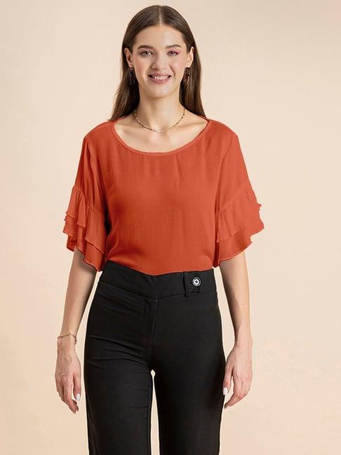 moomaya orange regular fit top