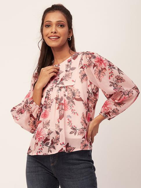 moomaya peach floral print top